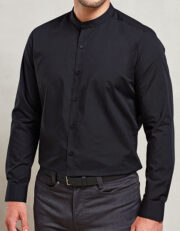 Men´s Banded Collar Grandad Long Sleeve Shirt – Bild 3