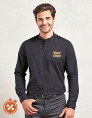 Men´s Banded Collar Grandad Long Sleeve Shirt
